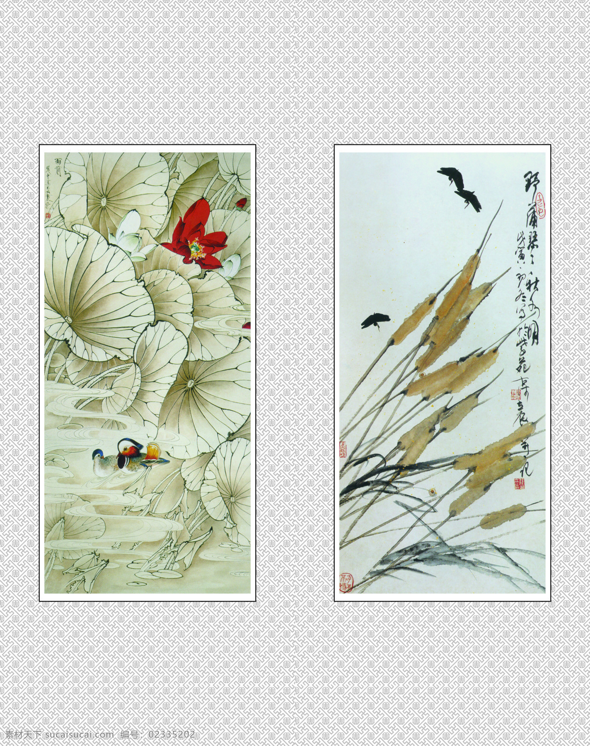 国画 荷叶 移门 飞鸟 荷花 花朵 鸟 书法 印章 中国画 k0742 荷塘趣 索亚卡23 移门大全23 家居装饰素材