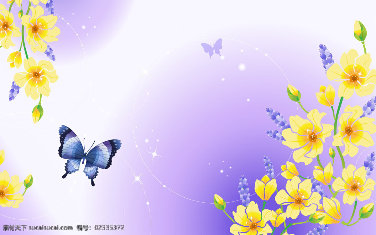 花 蝴蝶 手绘风景 小花 紫色 花与蝴蝶 卡通 动漫 可爱