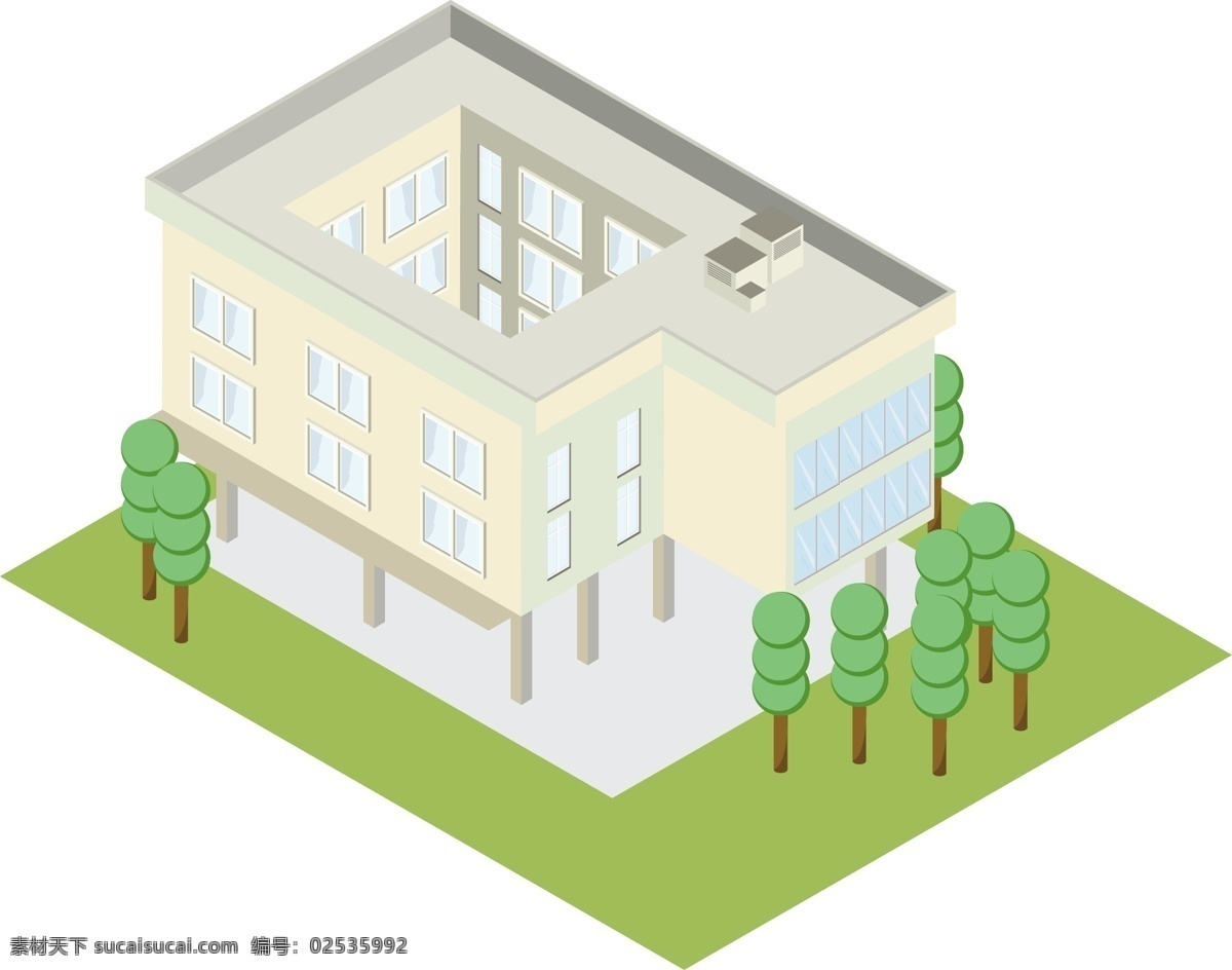 d 房屋 场景 线性 建筑 2.5d ai素材 线性建筑