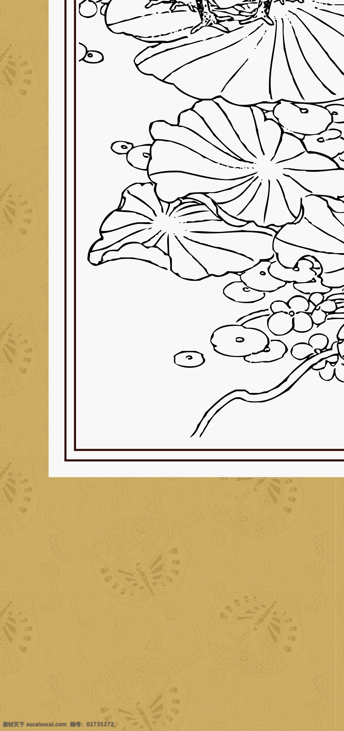 荷塘雅趣 线描 白描 绘画 工笔 国画 花卉 青蛙 传统文化 文化艺术 矢量