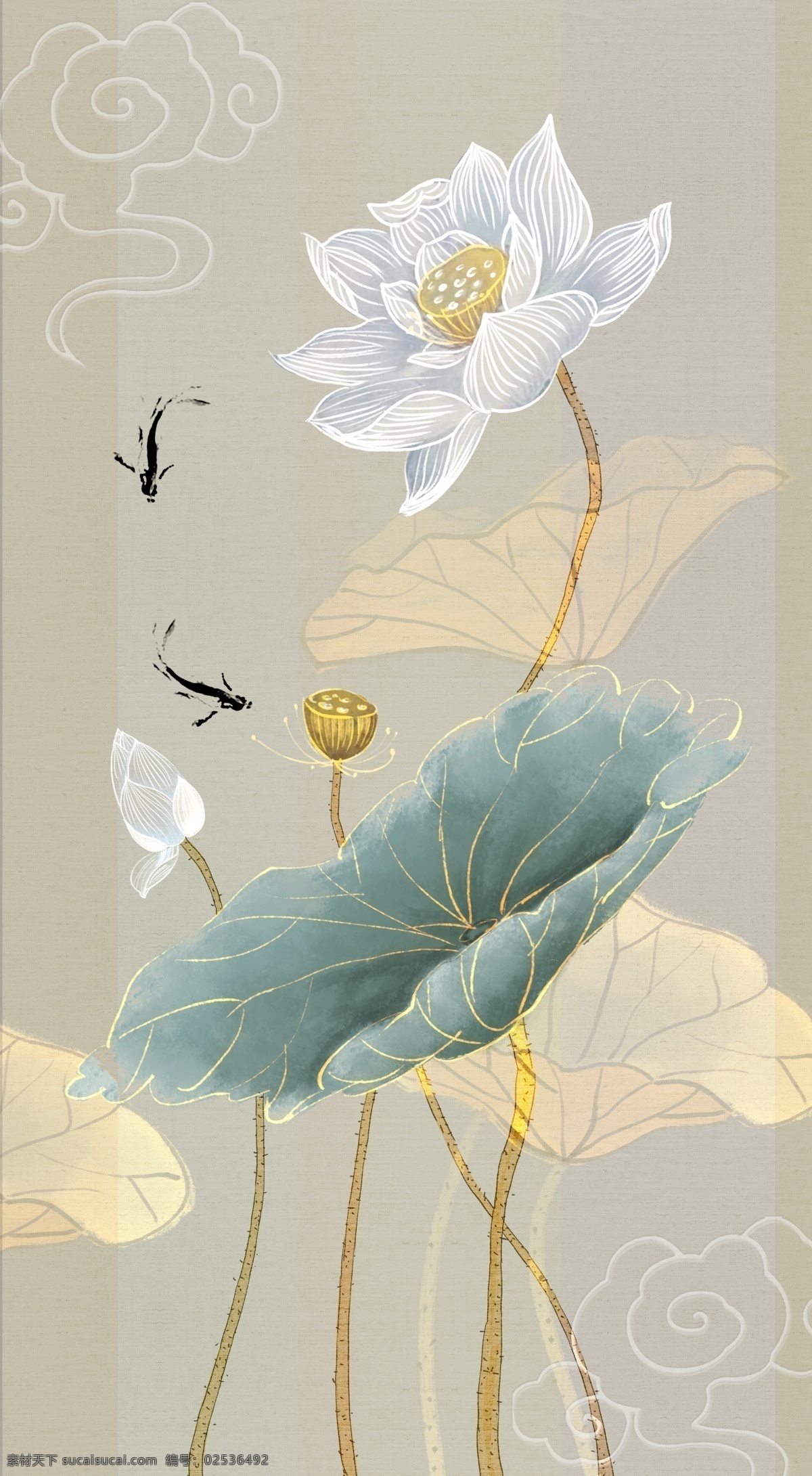 古风水墨画 花鸟古典 山水画 中式装饰画 背景壁画