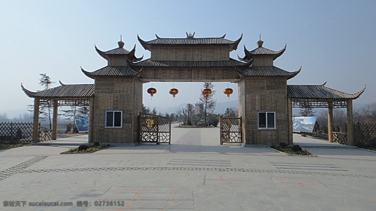 竹村免费下载 广场 建筑摄影 建筑物 建筑园林 竹村 正门 矢量图 日常生活