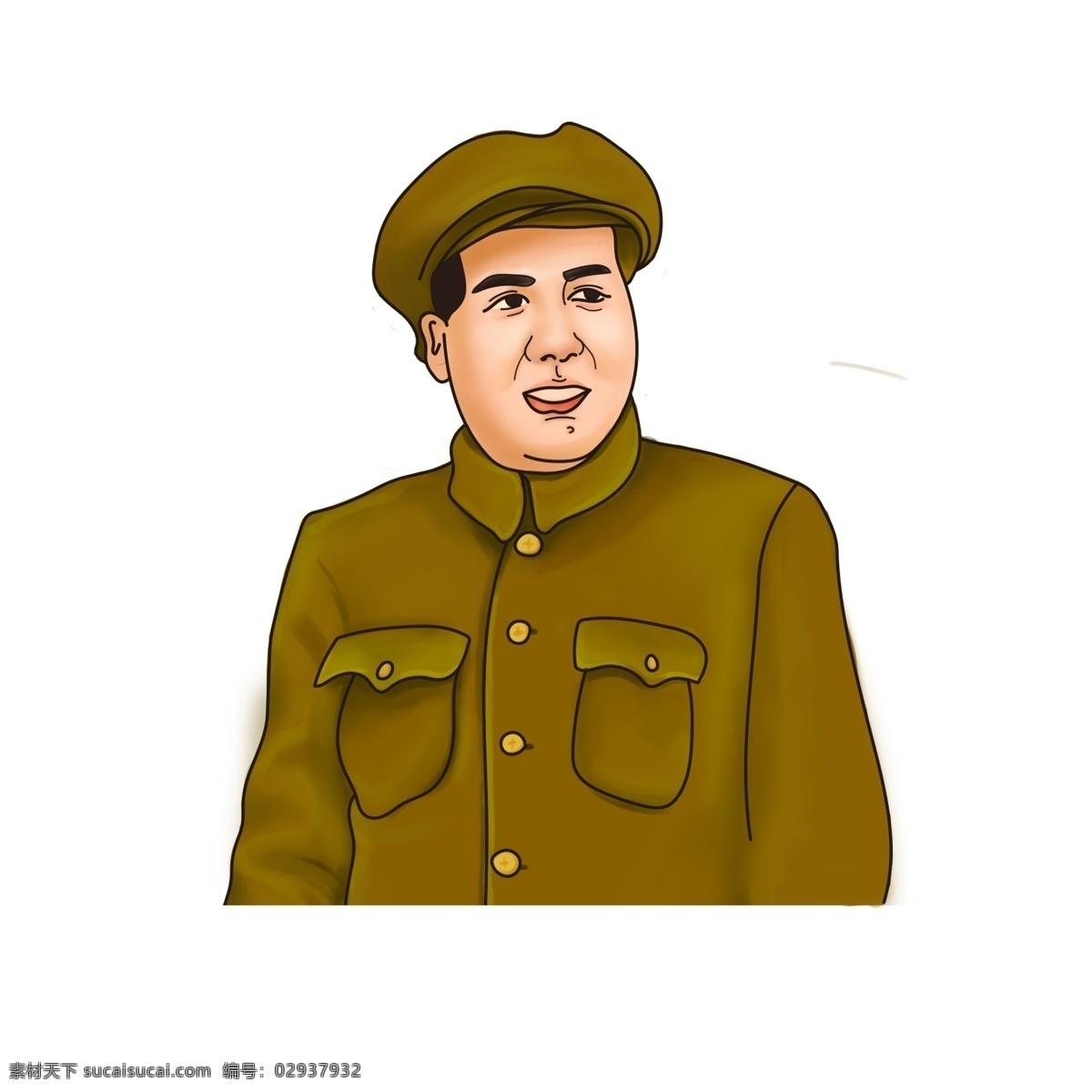 毛 主席 毛泽东 手绘 卡通 写实 肖像 建党节 建军节 党建 逝世 纪念