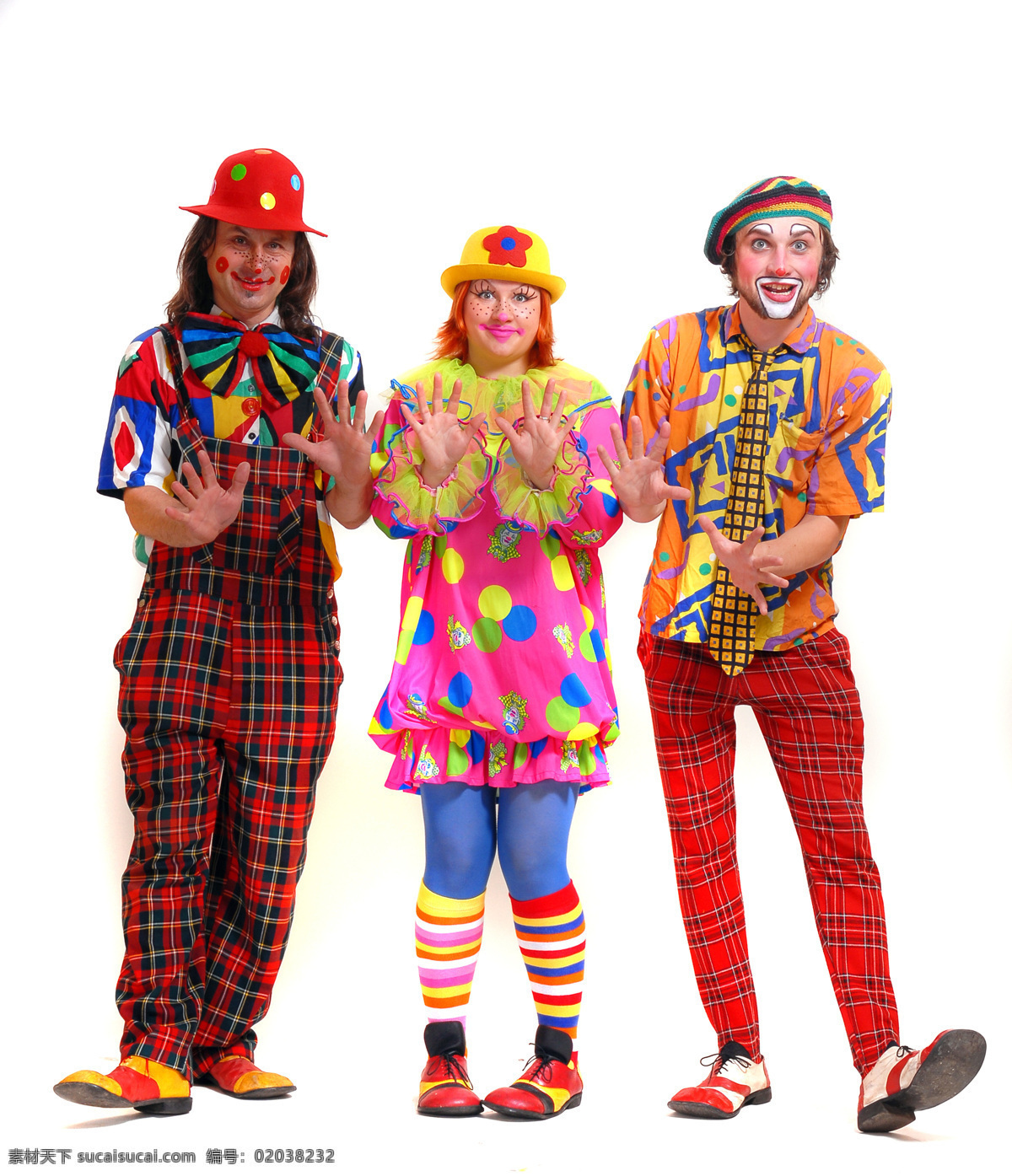三个 小丑 三个小丑 马戏团小丑 竖起 五指 女性女人 其他类别 生活百科