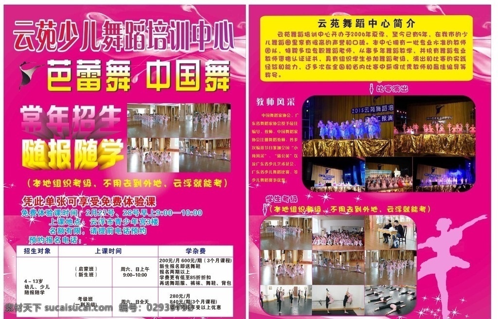 舞蹈宣传单 舞蹈 芭蕾舞 中国舞 兴趣 考级