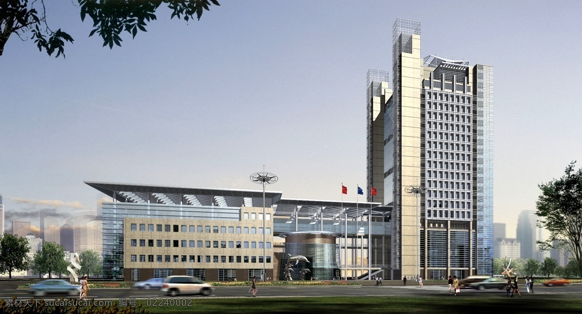 商业 集团 建筑 后期 效果图 psd源文件
