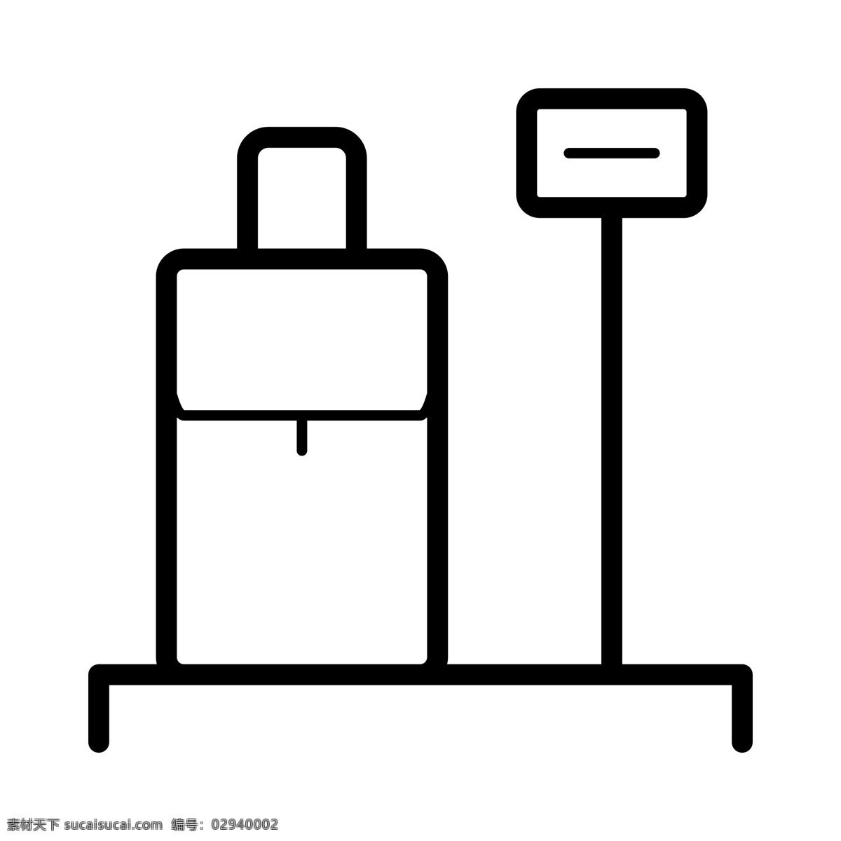黑色 创意 行李箱 称重 元素 扁平化 ui 图标 线稿 重量 台子