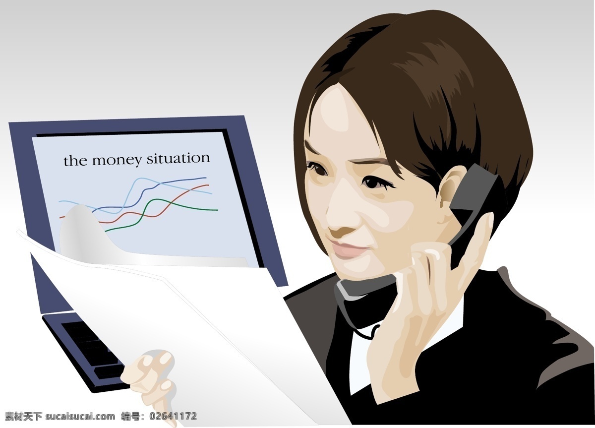 接 电话 办公 女孩 矢量图 其他矢量图