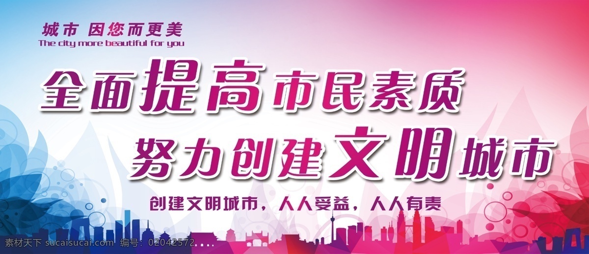 全面提高 市民素质 努力创建 文明市 文明创建 重在行动 树立新风
