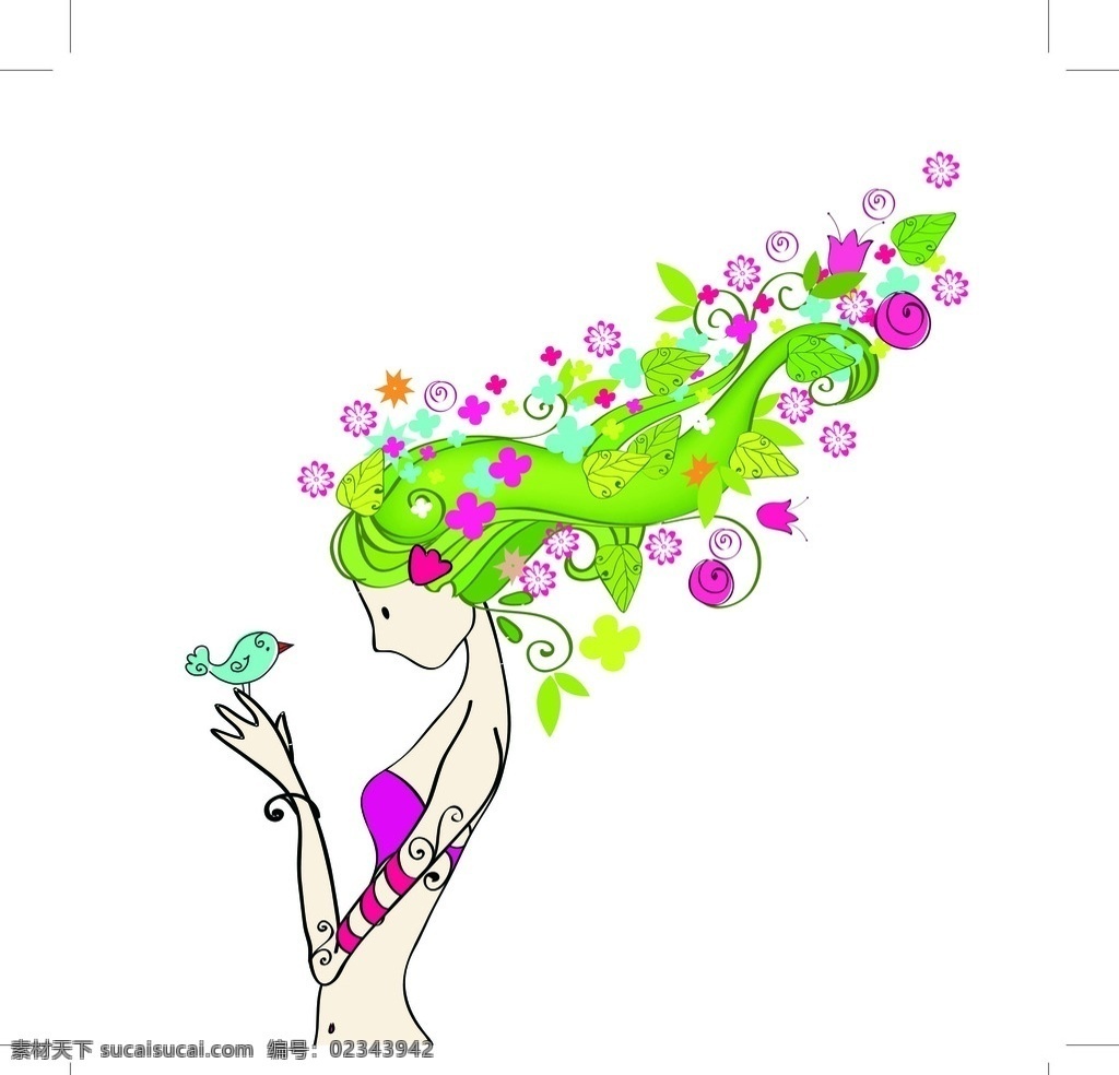 美丽的花仙子 可爱 美丽 童话 花仙子 卡通 卡通美女 矢量素材 卡通设计