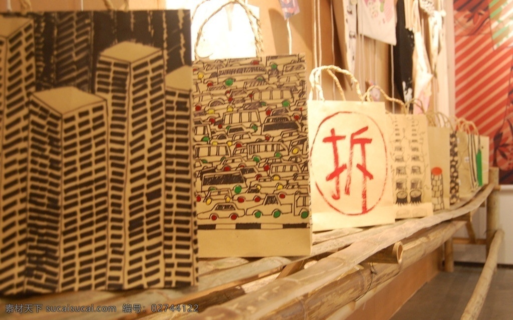 包装纸袋 高清 包装 纸袋 帆布袋 橱窗 展示 生活百科 生活素材