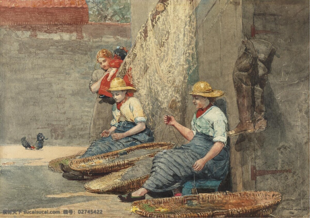 温斯 洛 霍默 水彩画 温斯洛霍默 美国 水彩 美术 绘画 人物 休息 绘画书法 文化艺术