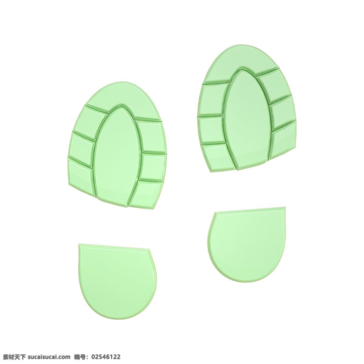 c4d 柔 绿色 立体 脚印 装饰 3d 柔色 脚印装饰 绿色脚印 质感 平面海报配图 脚丫印