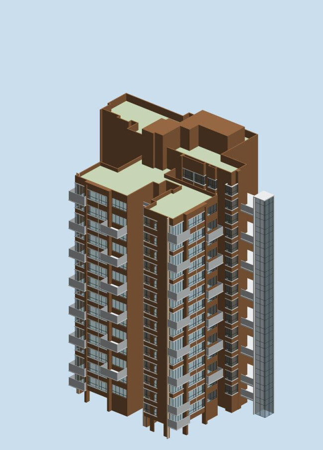 凹面 高层 住宅 建筑 3d 模型 3d建筑 3d模型 住宅建筑 3d模型素材 建筑模型