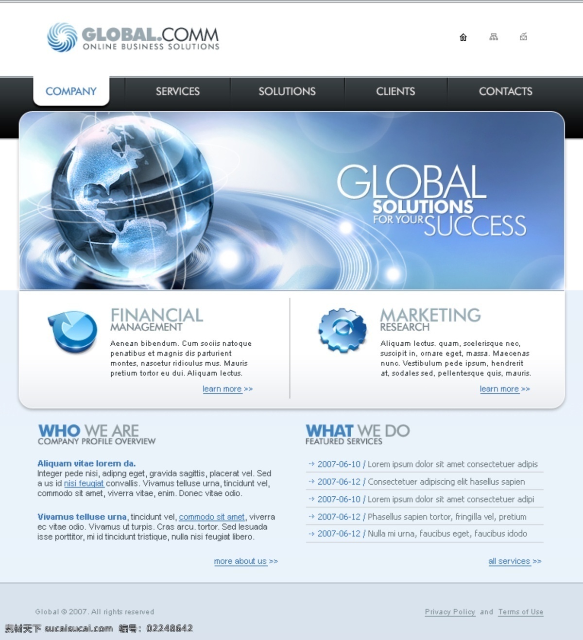 蓝色 现代科技 商务 网站设计 模板 网页 网站 现代商务 网页素材 网页模板