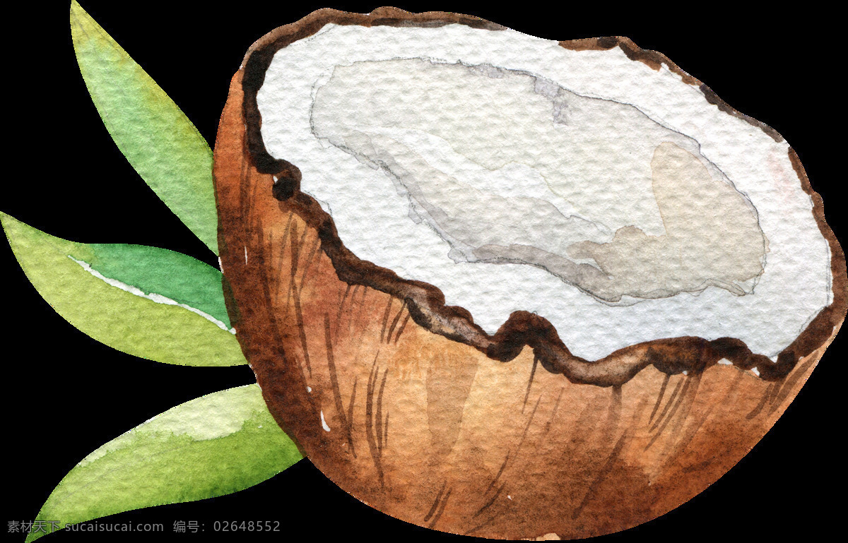 手绘 一个 打开 叶子 透明 白肉 解渴 绿色 免扣素材 泰国 透明素材 外壳 夏威夷 装饰图案