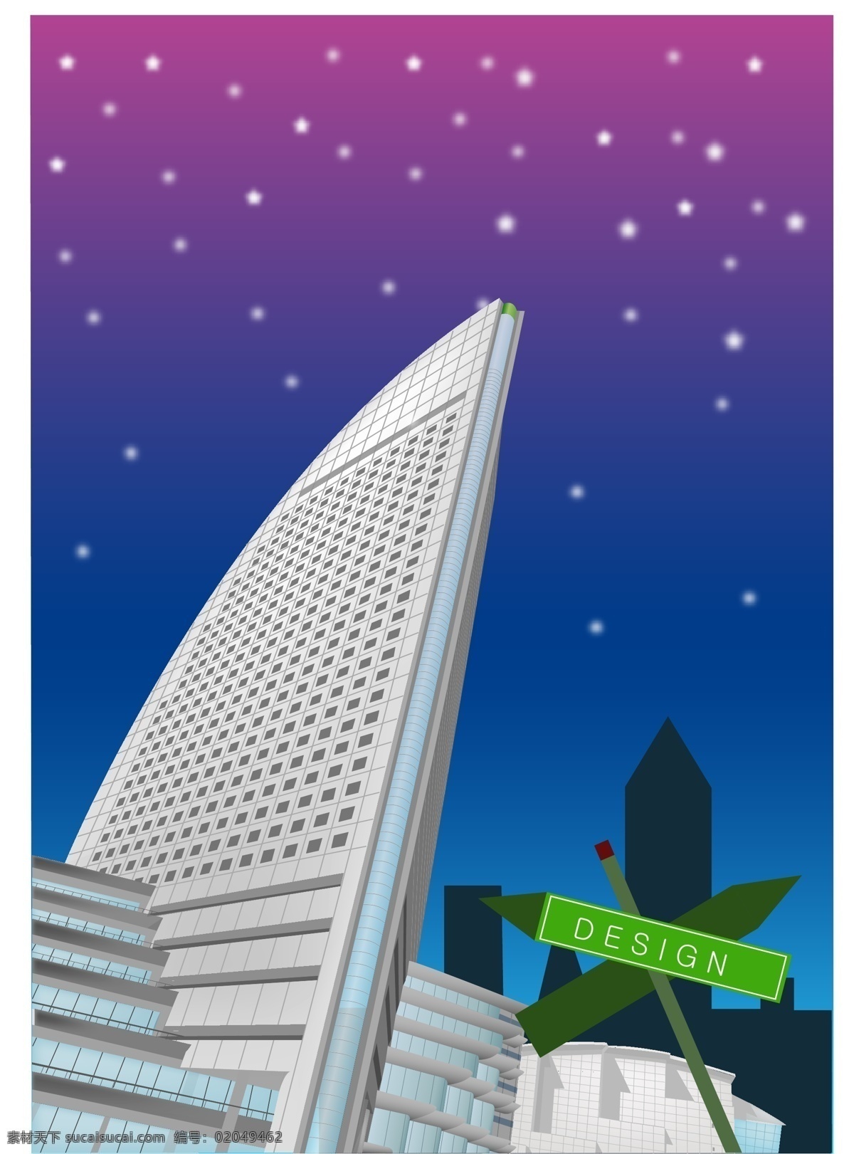 矢量 城市 建筑 大厦 白云 高楼 环境 蓝天 摩天大楼 平面 夜景 星空 装饰素材 建筑设计