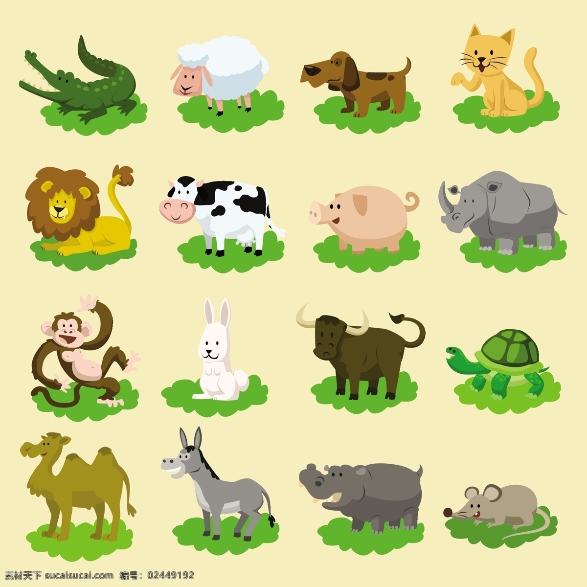 动物 动物园 鳄鱼 狗 河马 猴子 卡通动物 可爱 可爱宠物 老鼠 驴子 骆驼 猫狗 套 有趣 的卡 通 手绘 兔子 乌龟 狮子 绵羊 犀牛 猪