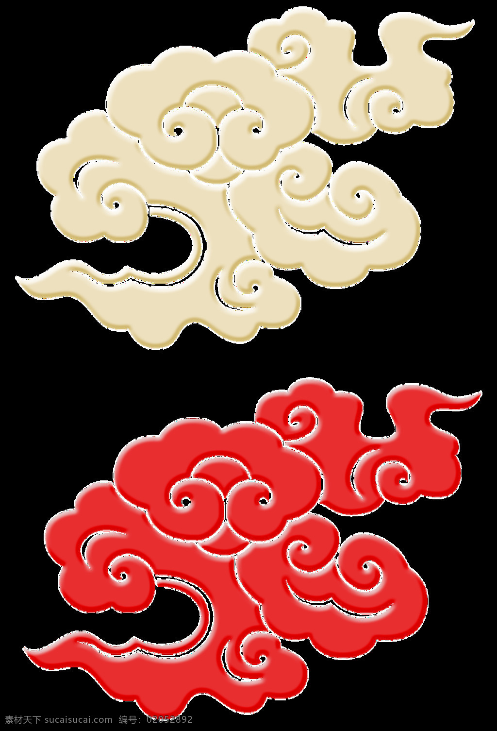红 白 祥云 透明 装饰 png素材 抽象 创意 红色 简约 免扣素材