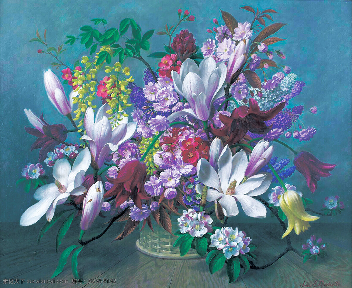 高清 静物 花卉 油画 花卉素材 玉兰花 栀子花 绘画书法 文化艺术