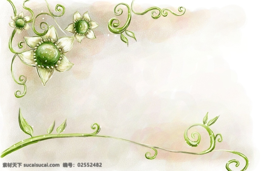 绿色 小 花花 藤 简笔 背景 海报 花藤 花边 花 花纹 小花 彩绘 画册 宣传单 名片 贺卡 会员卡 陶醉 温馨 包装