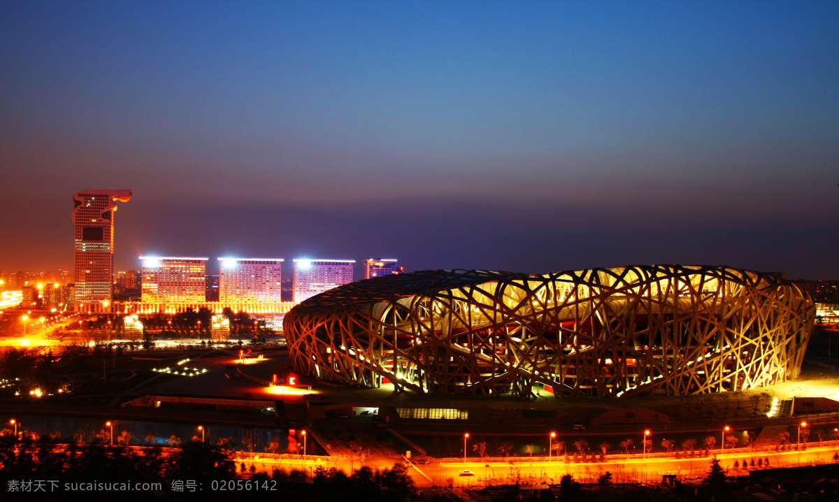 鸟巢 北京 夜晚 夜景 水立方 奥运 2008 夜空 人文景观 旅游摄影