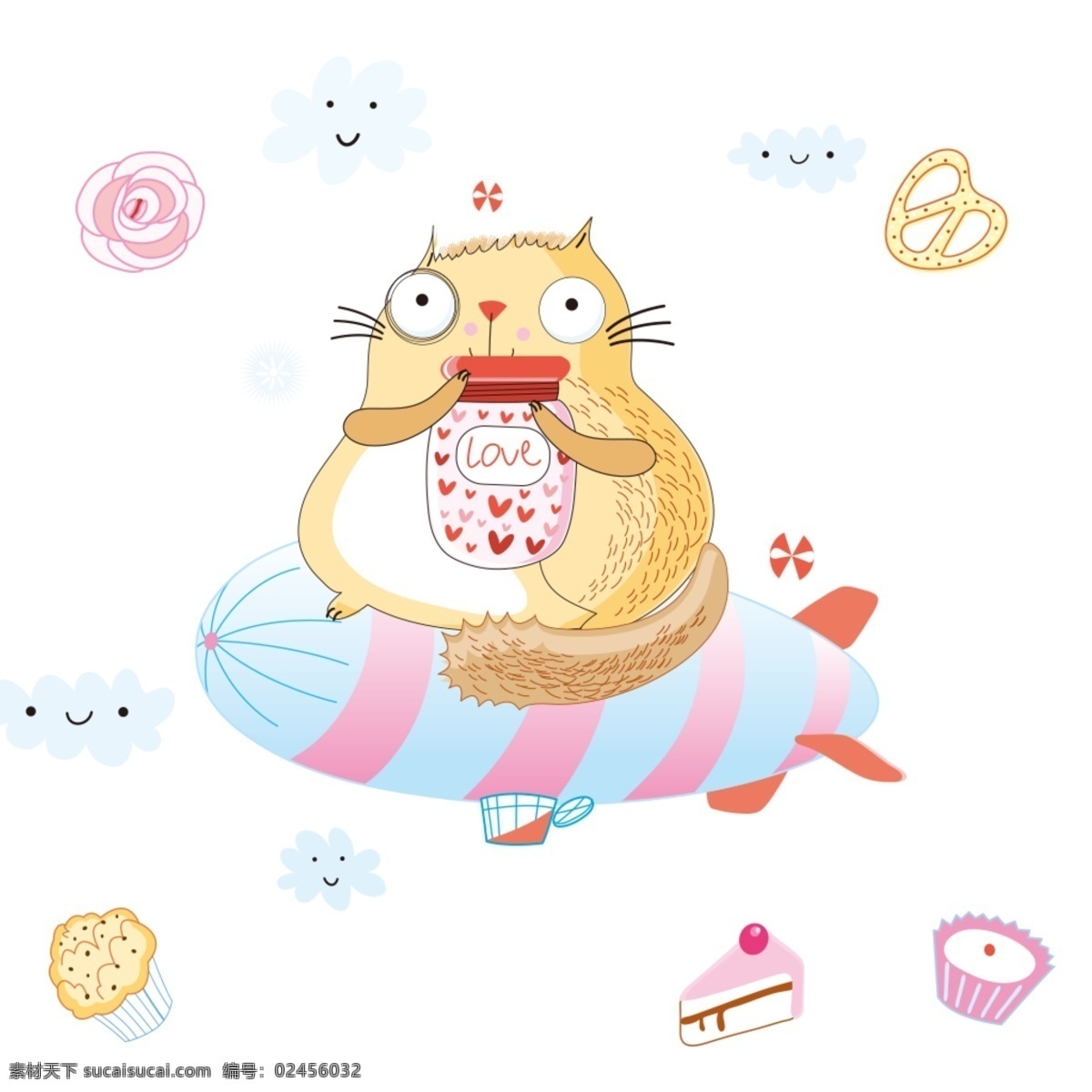 可爱 卡通 胖 猫 矢量 猫咪 大胖猫 白色