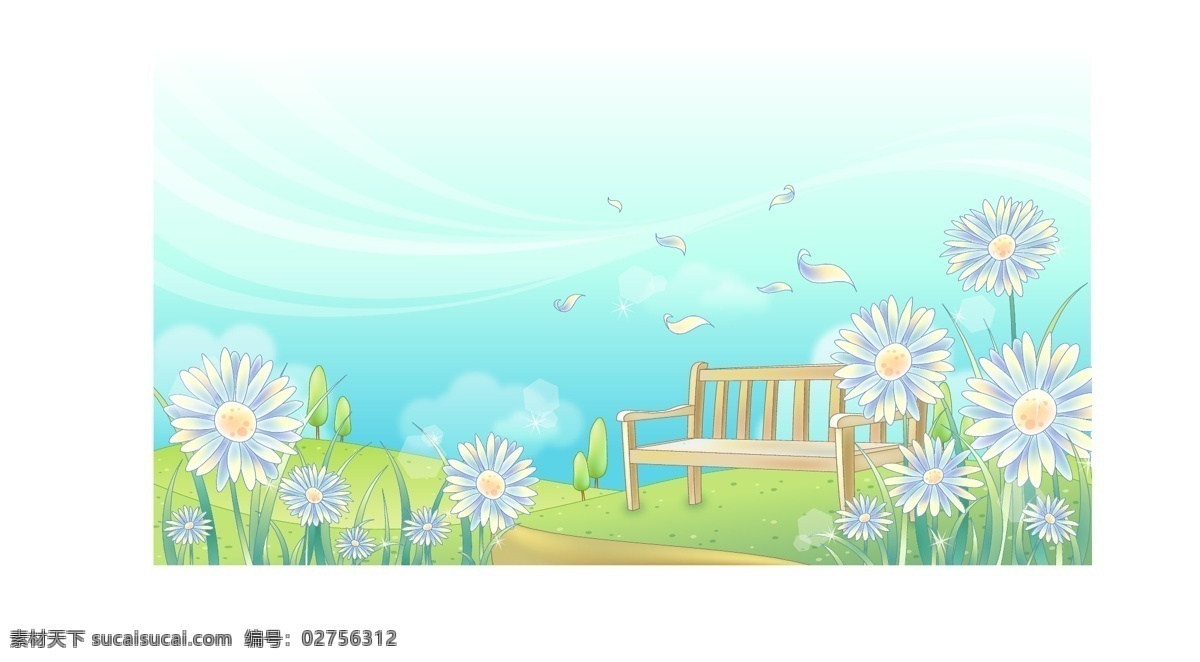 郊外 矢量 韩国风景 花朵 郊外矢量素材 绿色叶子 矢量春天 矢量风景 矢量图 其他矢量图