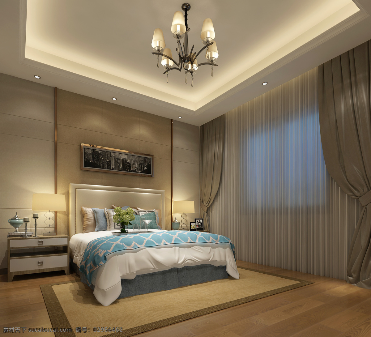 次卧室 卧室 装修 效果图 立体 环境设计