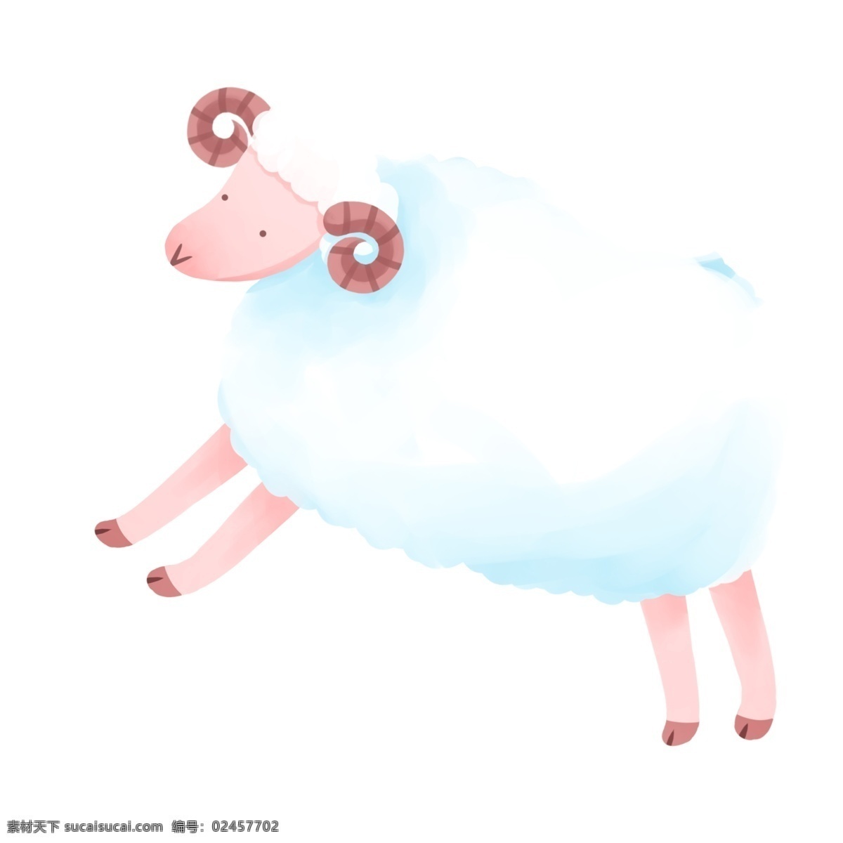 卡通 可爱 只 奔跑 小绵羊 动物 插画 羊 山羊