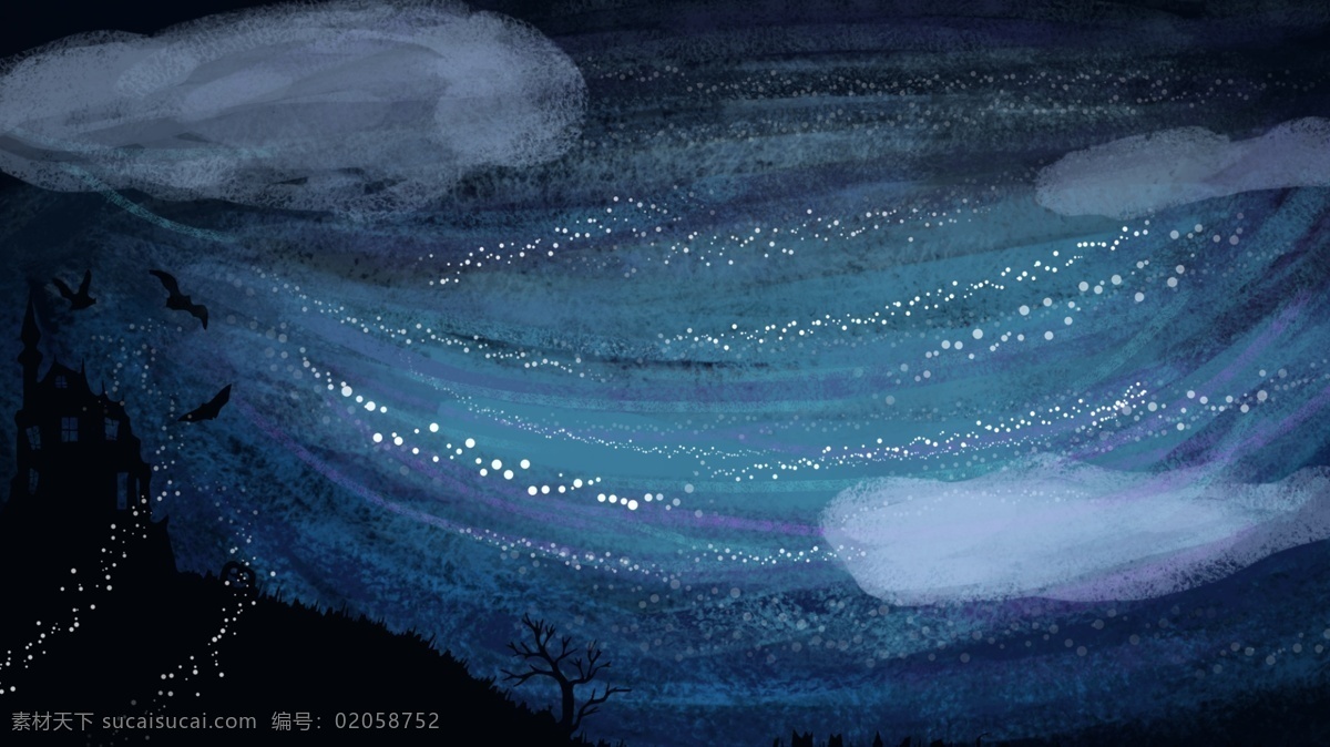 抽象 星空 手绘 背景 夜空 插画背景 手绘背景 黑夜