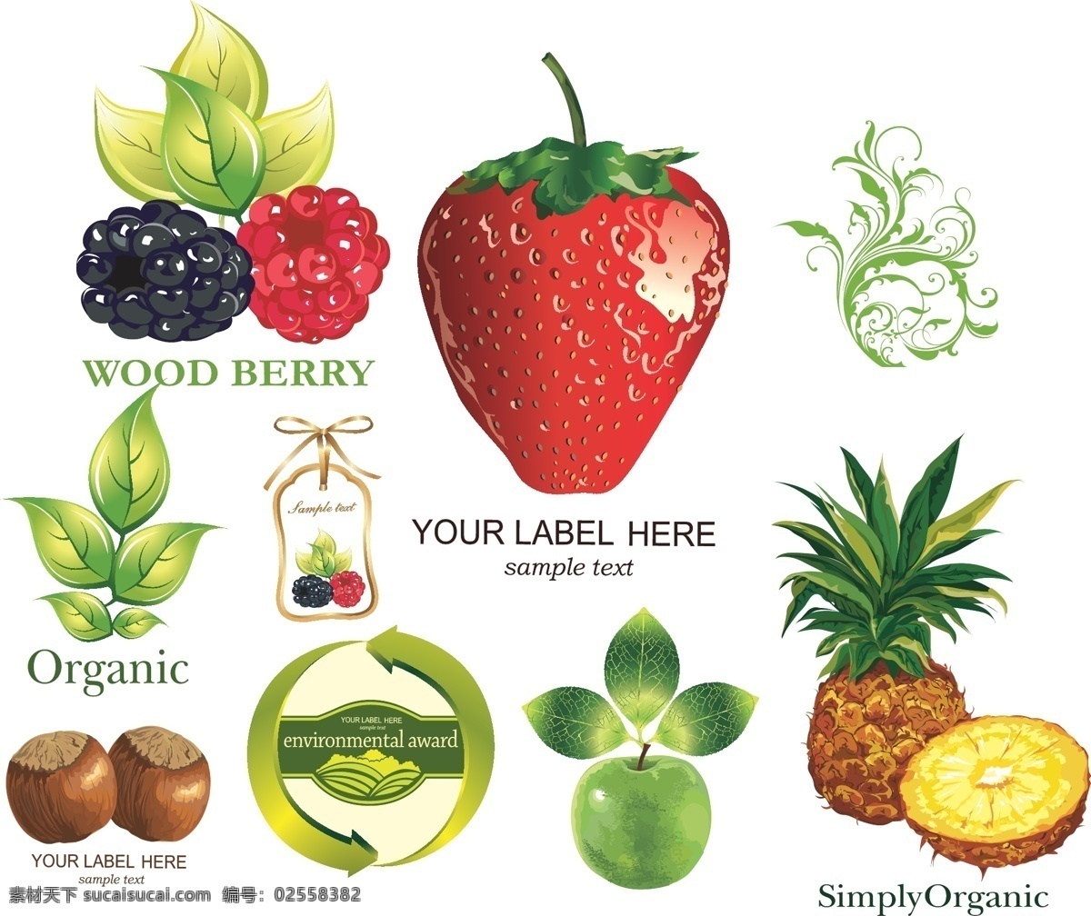 水果 合集 草莓 菠萝 矢量图 格式 草莓矢量 菠萝矢量 水果合集 白色