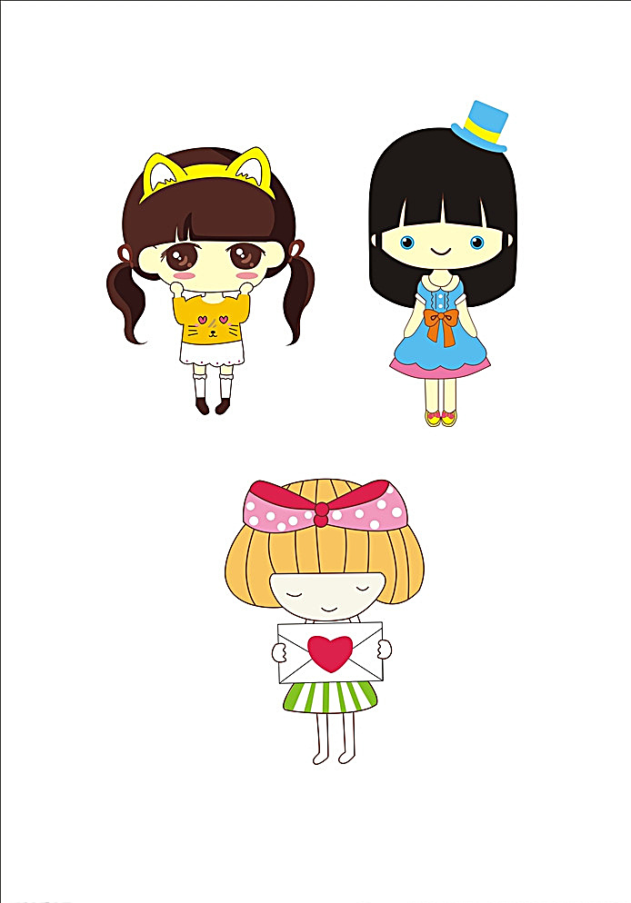韩版 韩版卡通 女孩 小女孩 韩版女孩 卡通女孩 小希 可爱女孩 爱心 卡通女生 卡通 包装设计 白色