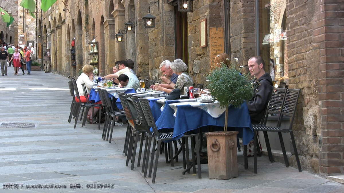意大利 圣 吉米尼 亚诺 路边 咖啡馆 股票 视频
