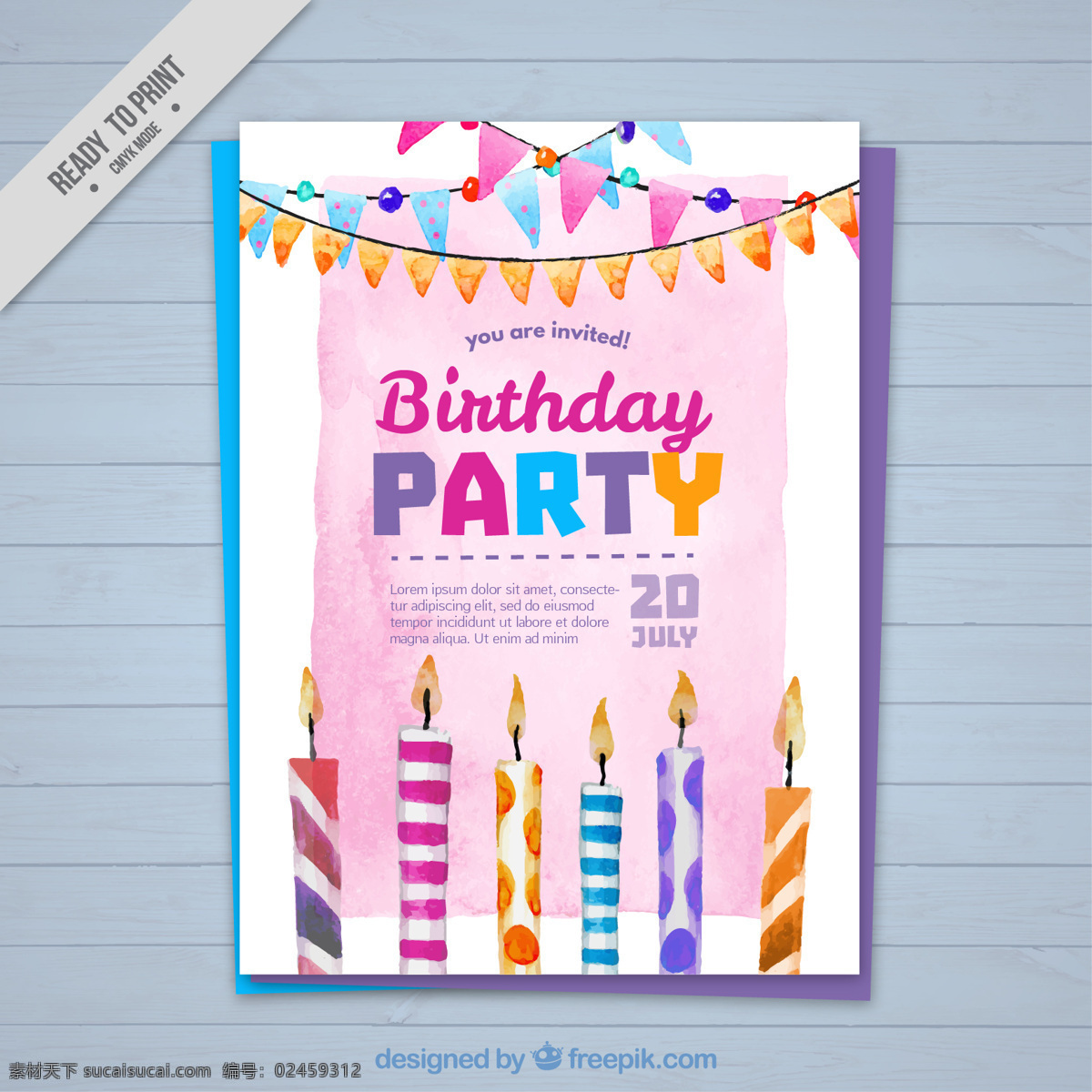 水彩 蜡烛 生日 派对 卡 水彩画 生日快乐 聚会 邀请卡 一方面 可爱 快乐 庆祝 纸屑 生日卡 生日邀请 气球 颜色 生日聚会 生日贺卡