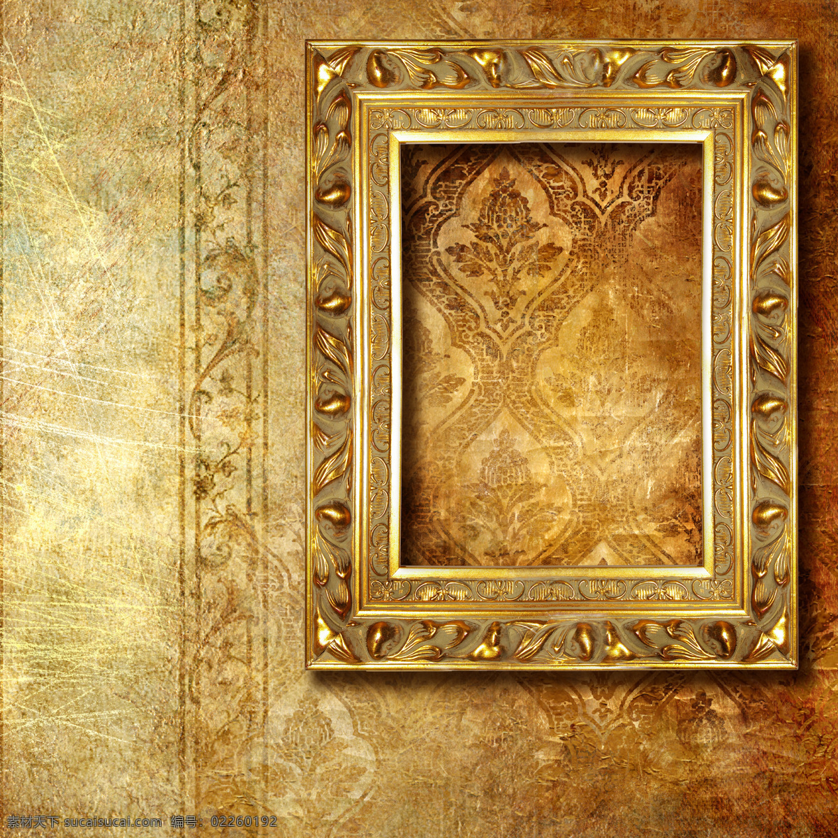 金色 华丽 相框 欧式 花纹 墙纸 背景 精美图片 印刷 适用 高清