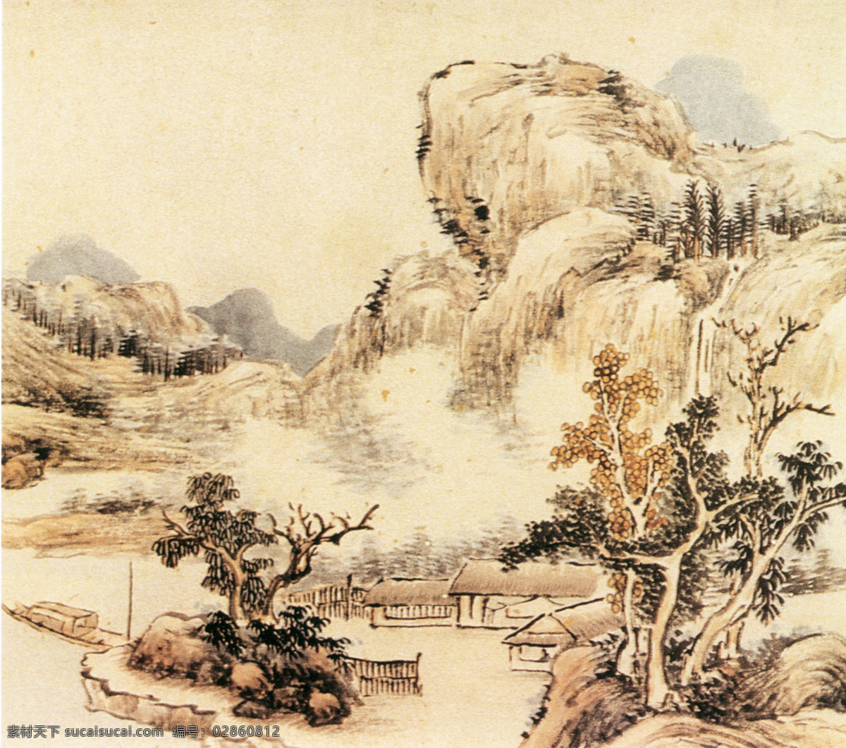 山峰 水墨 风景 名画 中国画 水墨画 国画 装饰画 中堂画 壁画 绘画艺术 书画文字 文化艺术
