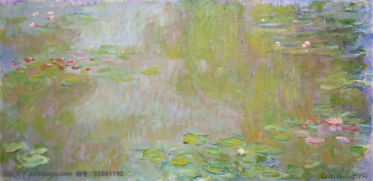 monet 风景 油画 装饰画 1917 法国 画家 克劳德 pond waterlilies the 莫 奈 oscar claude 印象派 风景画 静物 装饰素材