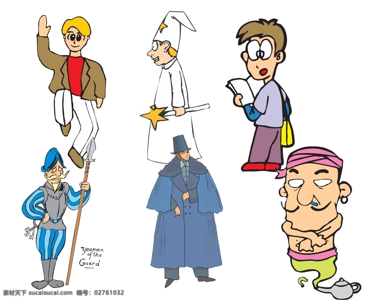 动漫 人物 阿拉丁 背包 动漫人物 举手 卡通人物 漫画人物 帽子 魔法棒 魔法师 士兵 书本 长矛 回头 psd源文件
