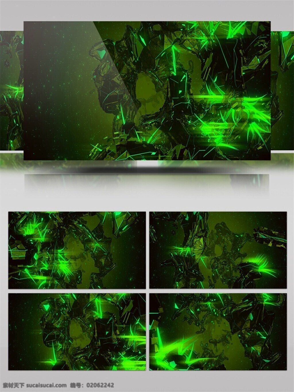 超 清 宇宙 岩石 绿 光 视频 绿光 前进 通道 粒子 悬空 视频素材 动态视频素材