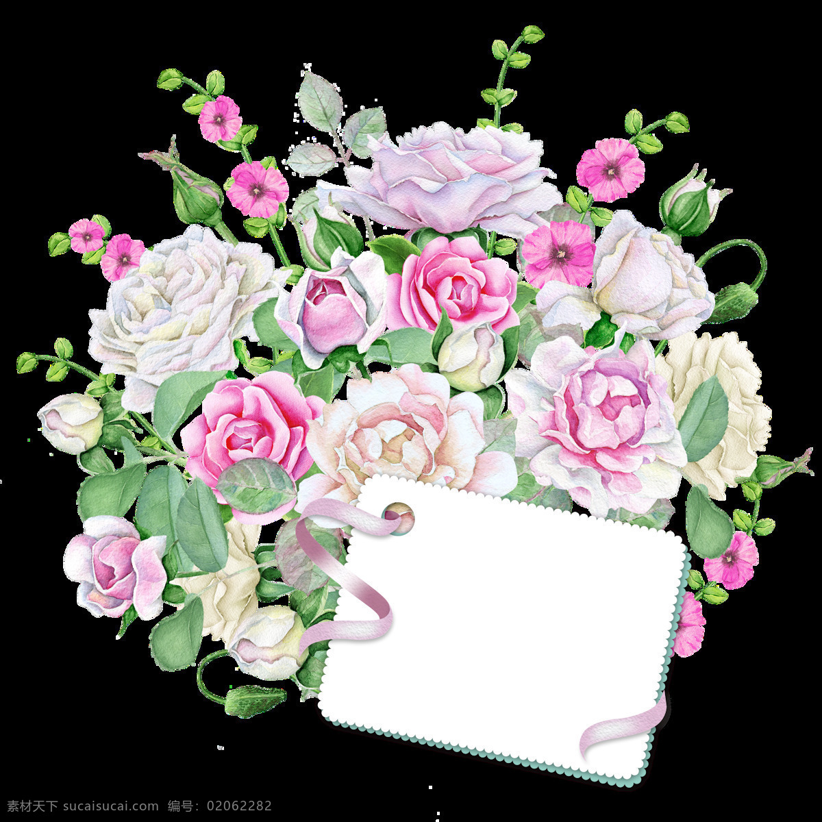 手绘 唯美 邀请 卡 背景 花朵 透明 透明素材 免扣素材 装饰图片 粉红色 验单 白色 玫瑰 茶花 绿色