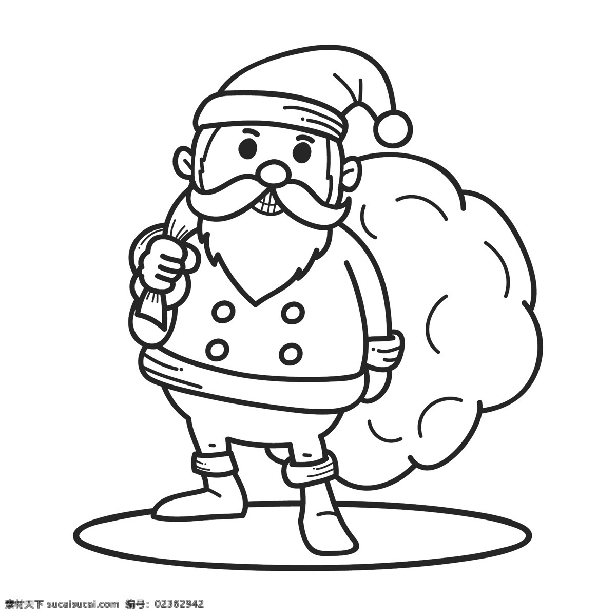 圣诞老人 线 稿 矢量 漫画 角色 源文件 高清 免费素材 图片图案 设计图案 下载素材