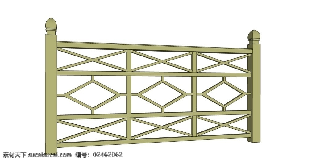 木栏杆 栅栏 围栏 护栏 栏杆 室外模型 3d设计 skp
