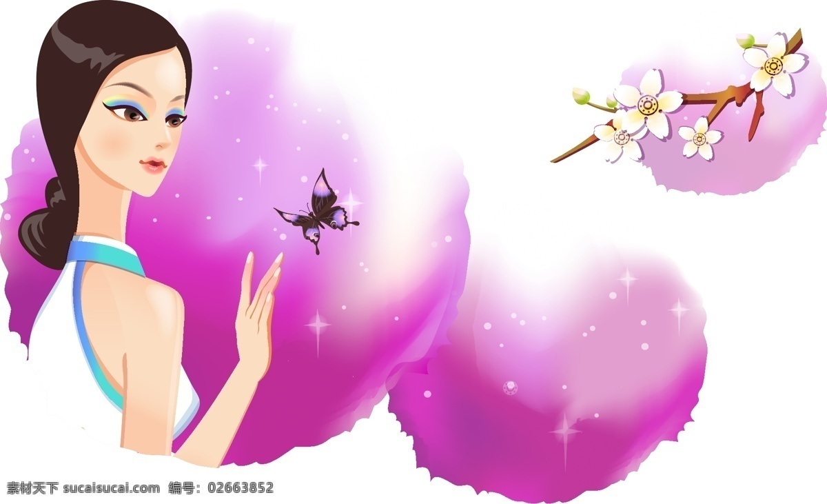 中国 古典 迷人 美女 矢量 花卉 女性 人物 美 中国古典美 矢量字符 矢量图 矢量人物