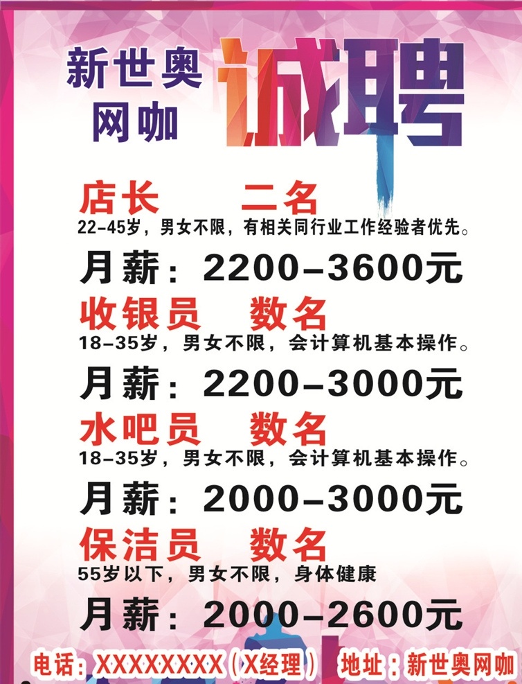 诚聘 招聘 招聘海报 招聘广告 诚招 网吧招聘