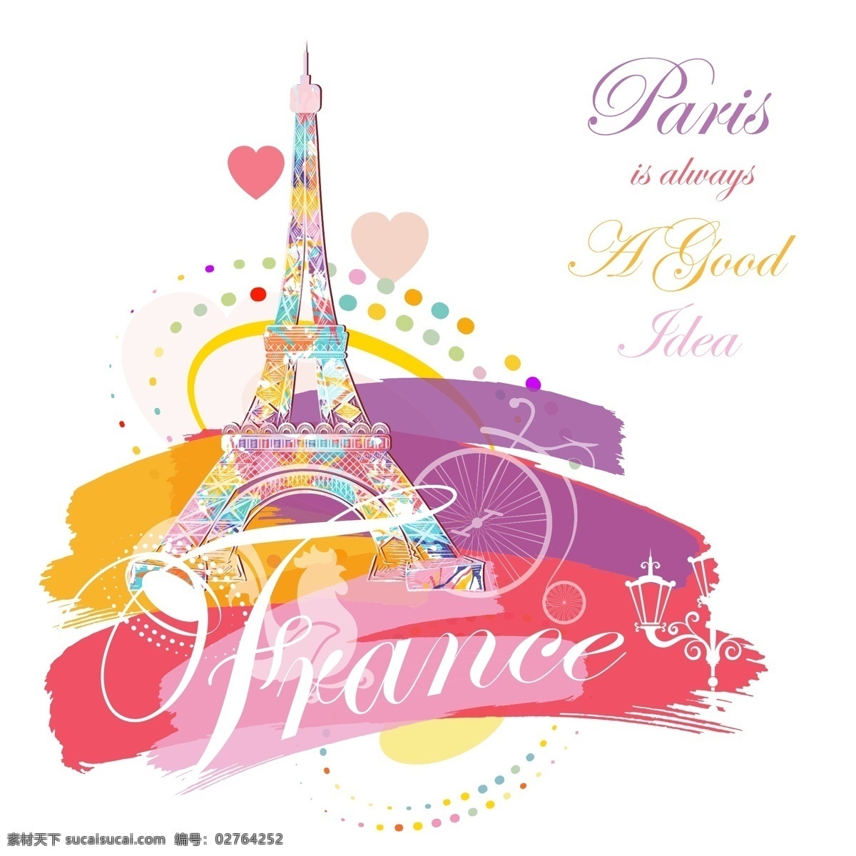 彩色 巴黎埃菲尔铁塔 背景 矢量 巴黎 埃菲尔铁塔
