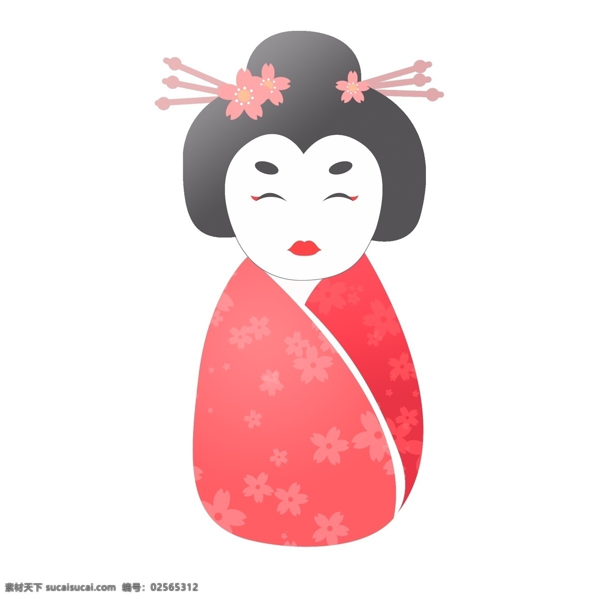 日本 人物 卡通 插画 日本插画 卡通插画 日本装扮 日本服饰 漂亮的女孩 红色的衣服 和服