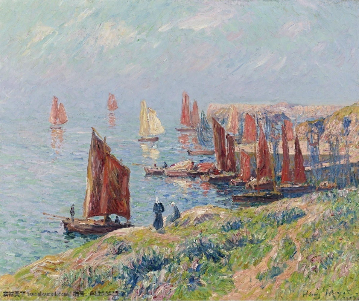 1907 大师 画家 风景画 静物 油画 建筑 装饰画 boats the of returning moret henry 人物 高清 西方 国外 现代 家居装饰素材