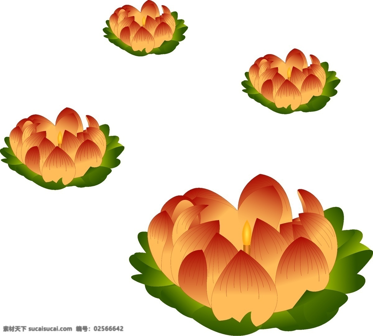 手绘 中元节 莲花 灯 元素 莲花灯 祭祀 河灯
