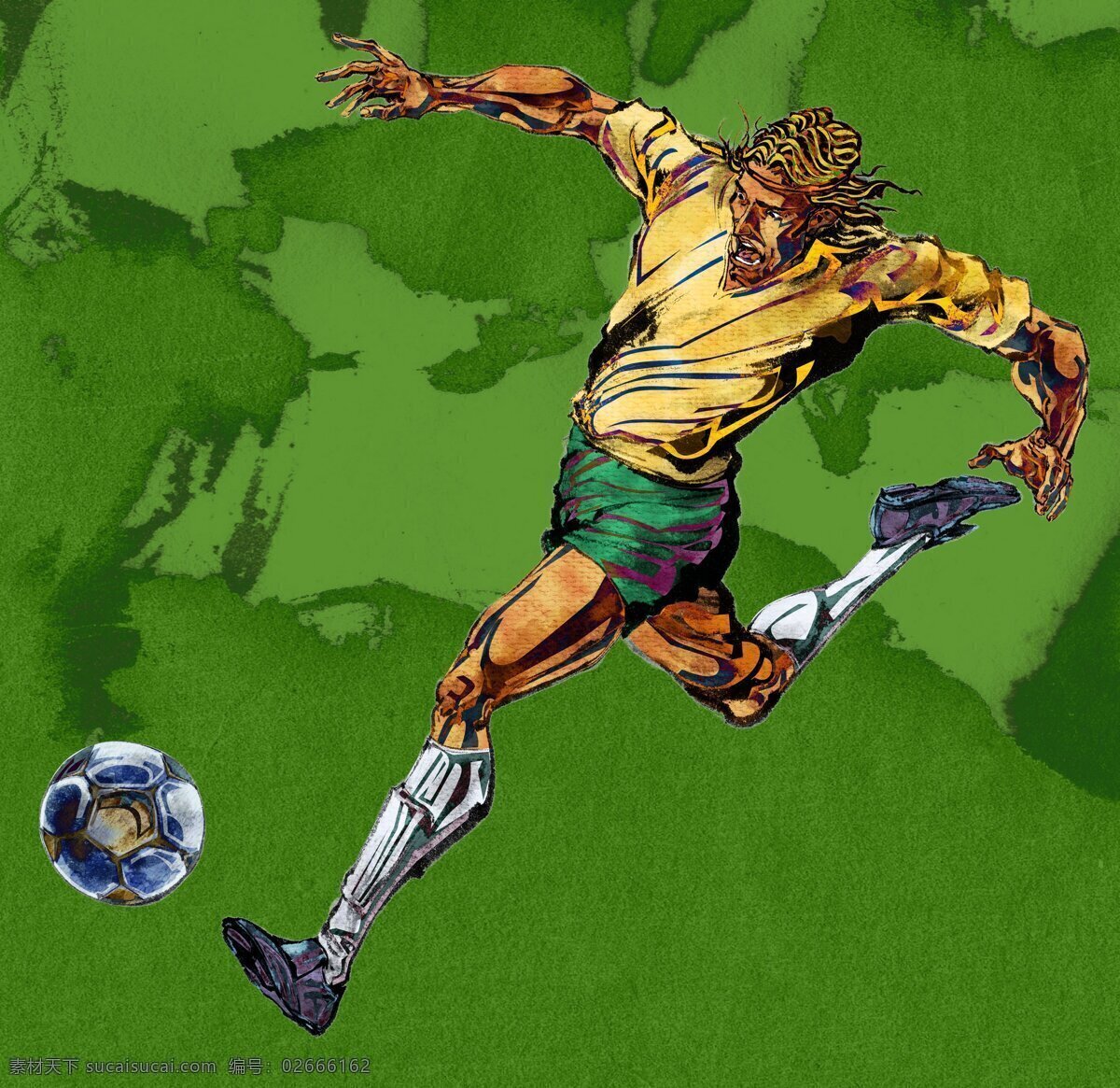 足球 世界杯 插 画集 2014 巴西世界杯 插画集 绿色 足球场